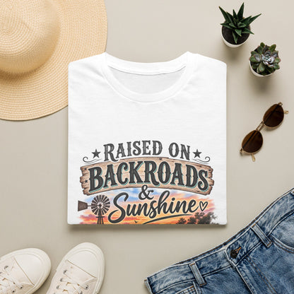 Raised on Backroads & Sunshine T-Shirt — Vintage Country Sunset Tee