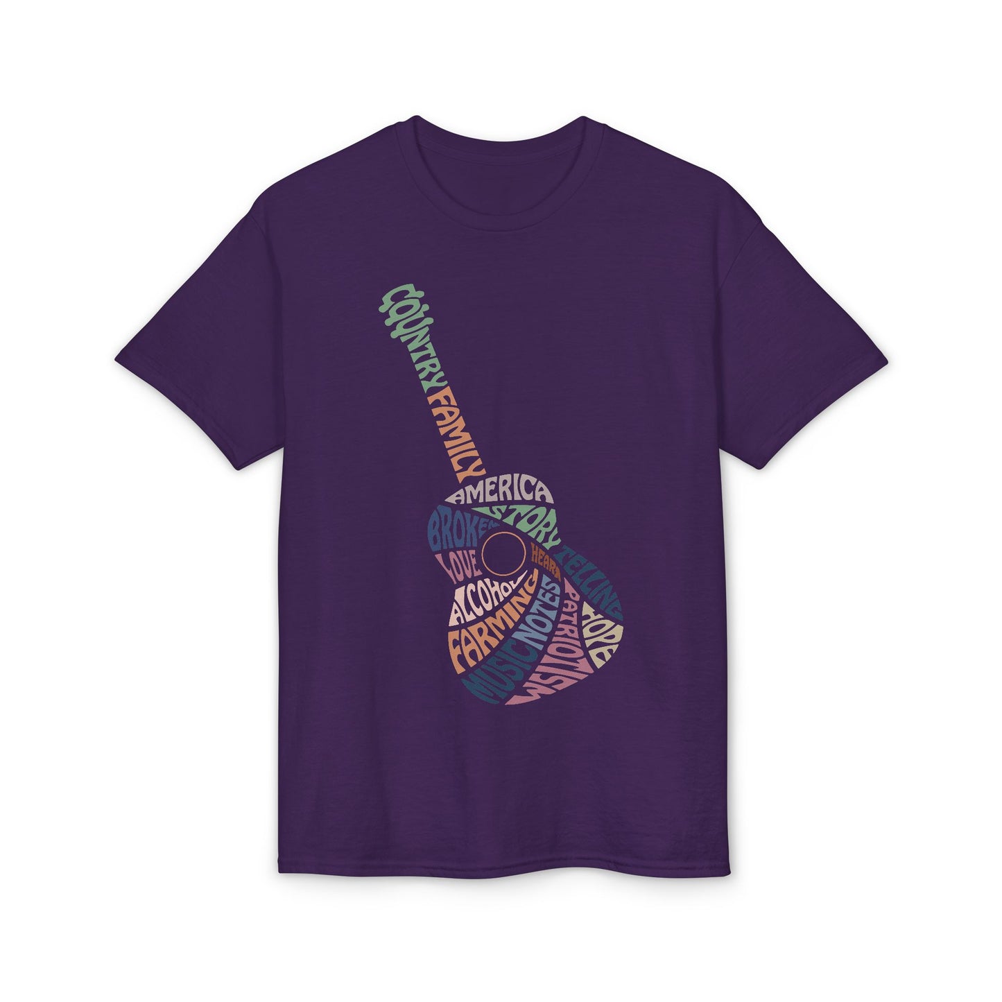Acoustic Word Art Guitar T-Shirt — Retro Typography Music Tee