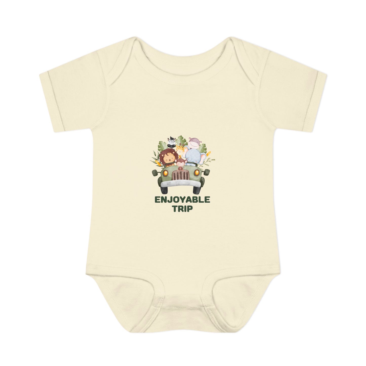 Infant Bodysuit with Enjoyable Trip Zoo Animals Design