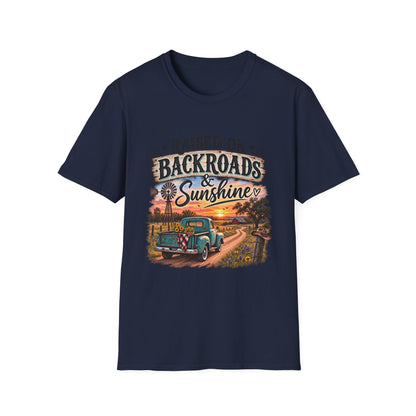 Raised on Backroads & Sunshine T-Shirt — Vintage Country Sunset Tee