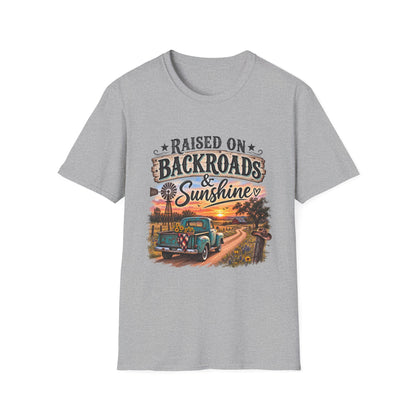 Raised on Backroads & Sunshine T-Shirt — Vintage Country Sunset Tee