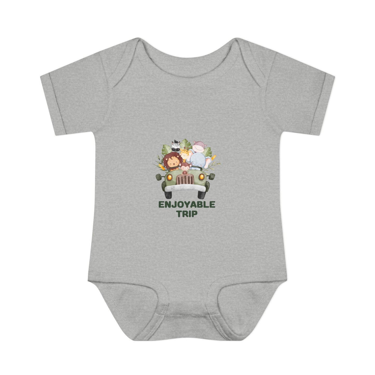 Infant Bodysuit with Enjoyable Trip Zoo Animals Design