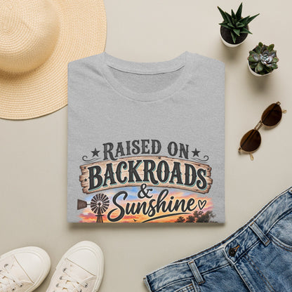 Raised on Backroads & Sunshine T-Shirt — Vintage Country Sunset Tee