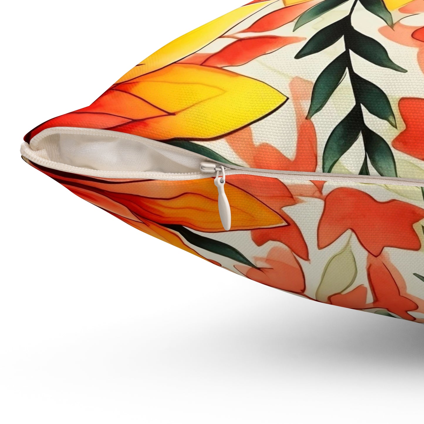 Sunburst Floral Throw Pillow — Vibrant Orange & Yellow Decorative Cushion