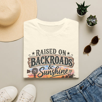 Raised on Backroads & Sunshine T-Shirt — Vintage Country Sunset Tee