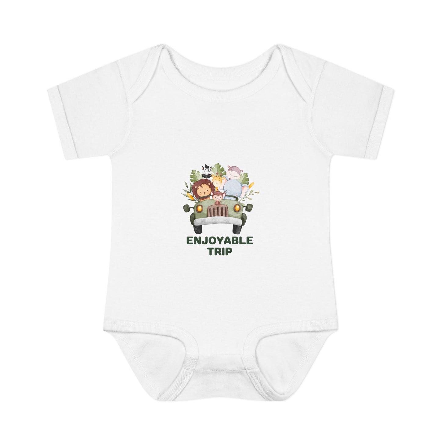 Infant Bodysuit with Enjoyable Trip Zoo Animals Design